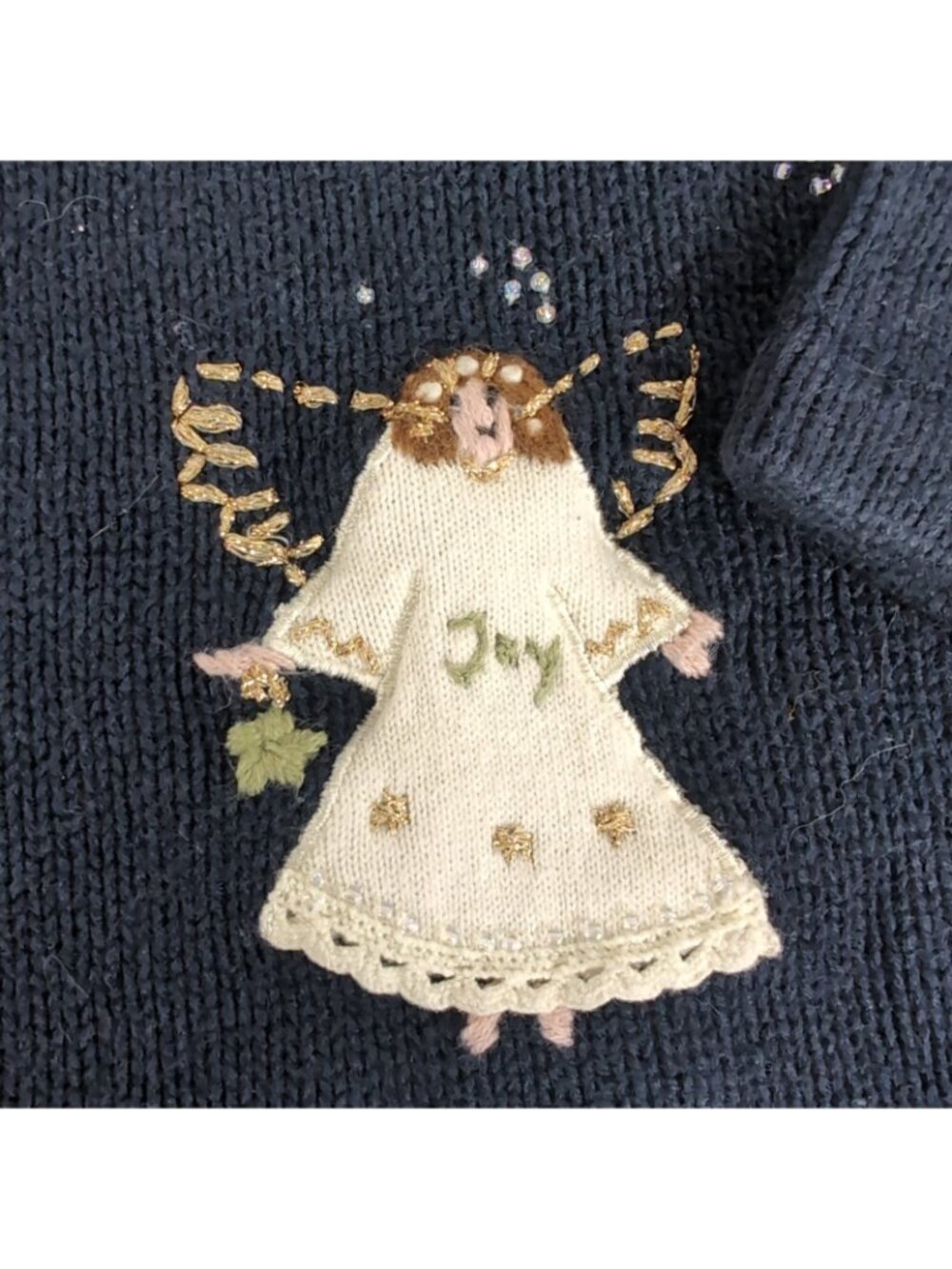 Northern Reflections Embroidered Angel Cardigan XL Navy Blue Christmas Winter - Picture 7 of 14